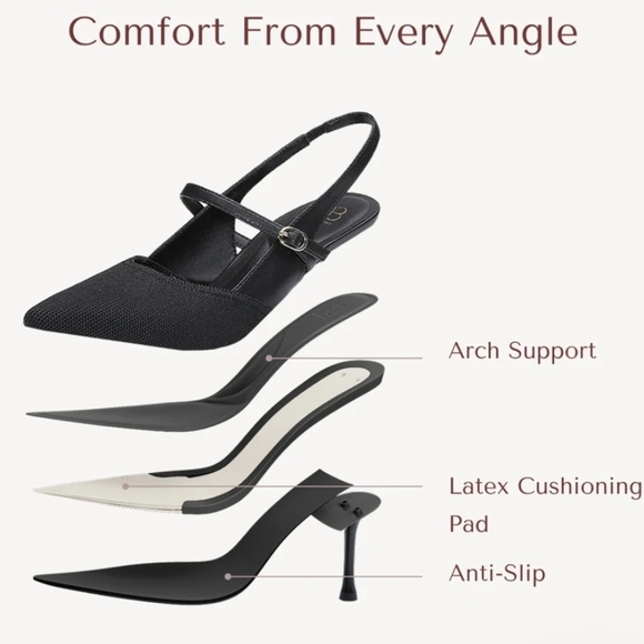 StrikeStep Elegant Stiletto Heeled Slingback MoonNight - Picture 3 of 6